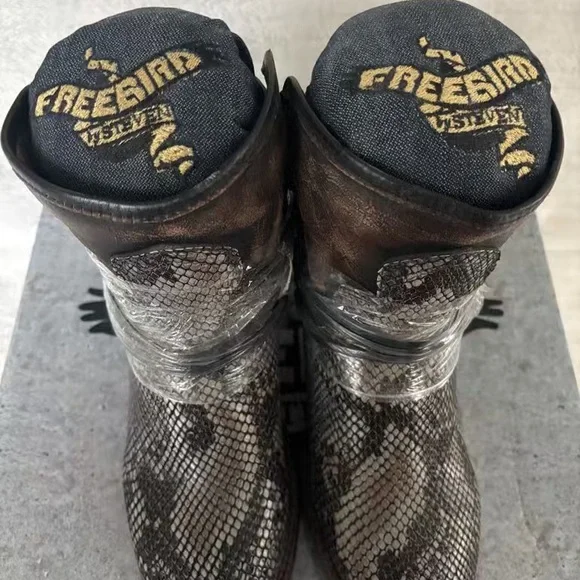 Freebird Snakeskin Pattern Ankle Booties - Picture 3 of 5